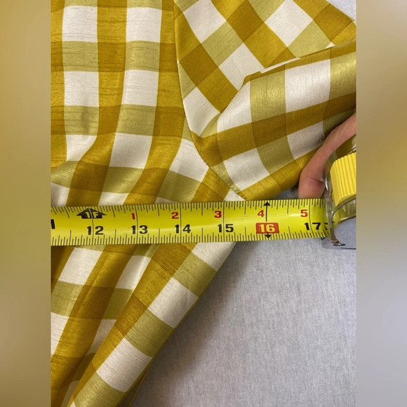 Fray I.D yellow white plaid checker 3/4 sleeve belted dress Sz XS/S - Picture 6 of 9